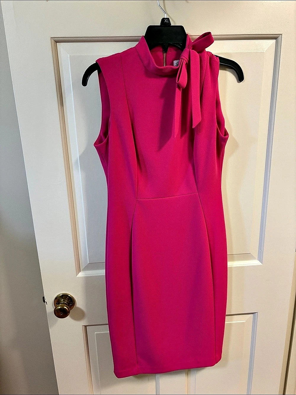 Calvin Klein Sleeveless Bow-Neck Sheath Dress Mini Dress Pink Small